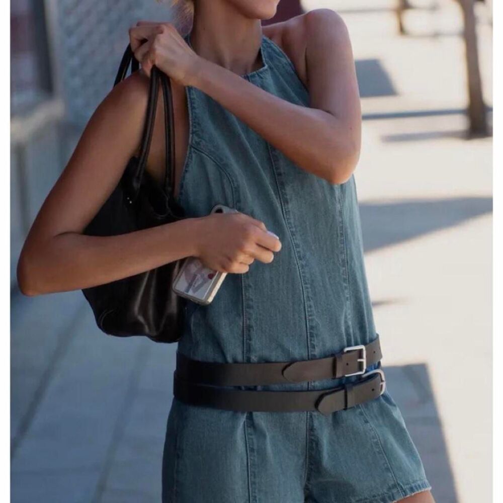 Zara Women's Blue and Navy Playsuit-romper